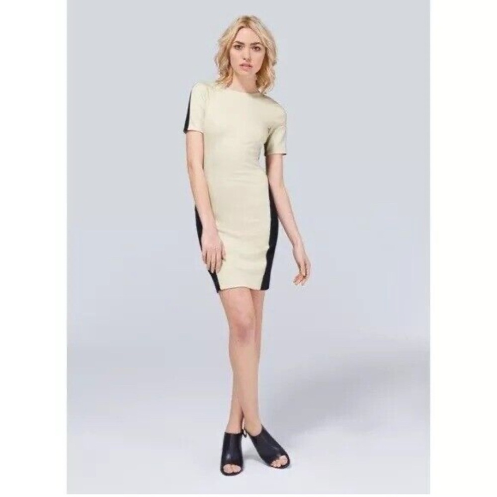 Wilfred Two-Tone Cream and Black Midi Dress